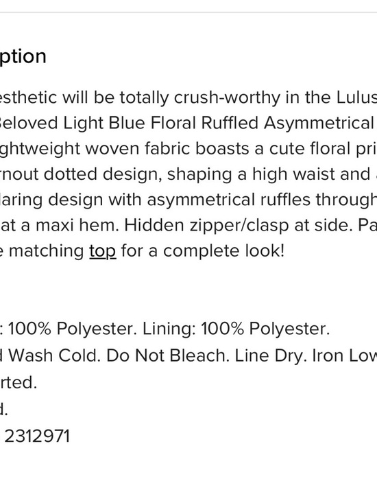 Lulus Easily Beloved Light Blue Floral Ruffled Asymmetrical Top & Maxi Skirt - Picture 13 of 13